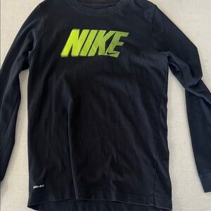 Nike Black Long Sleeve Top with Neon Green Logo